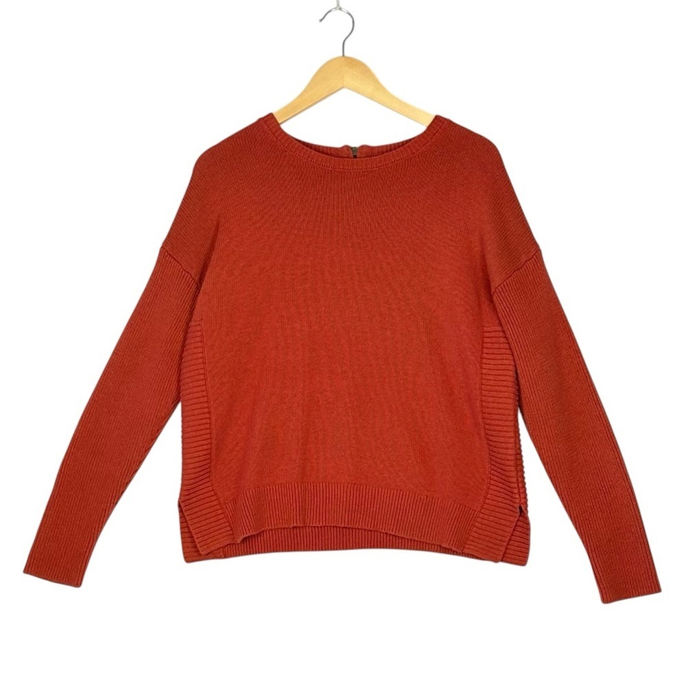 Tahari Women’s Orange Back Zip Multi Knit Sweater size L